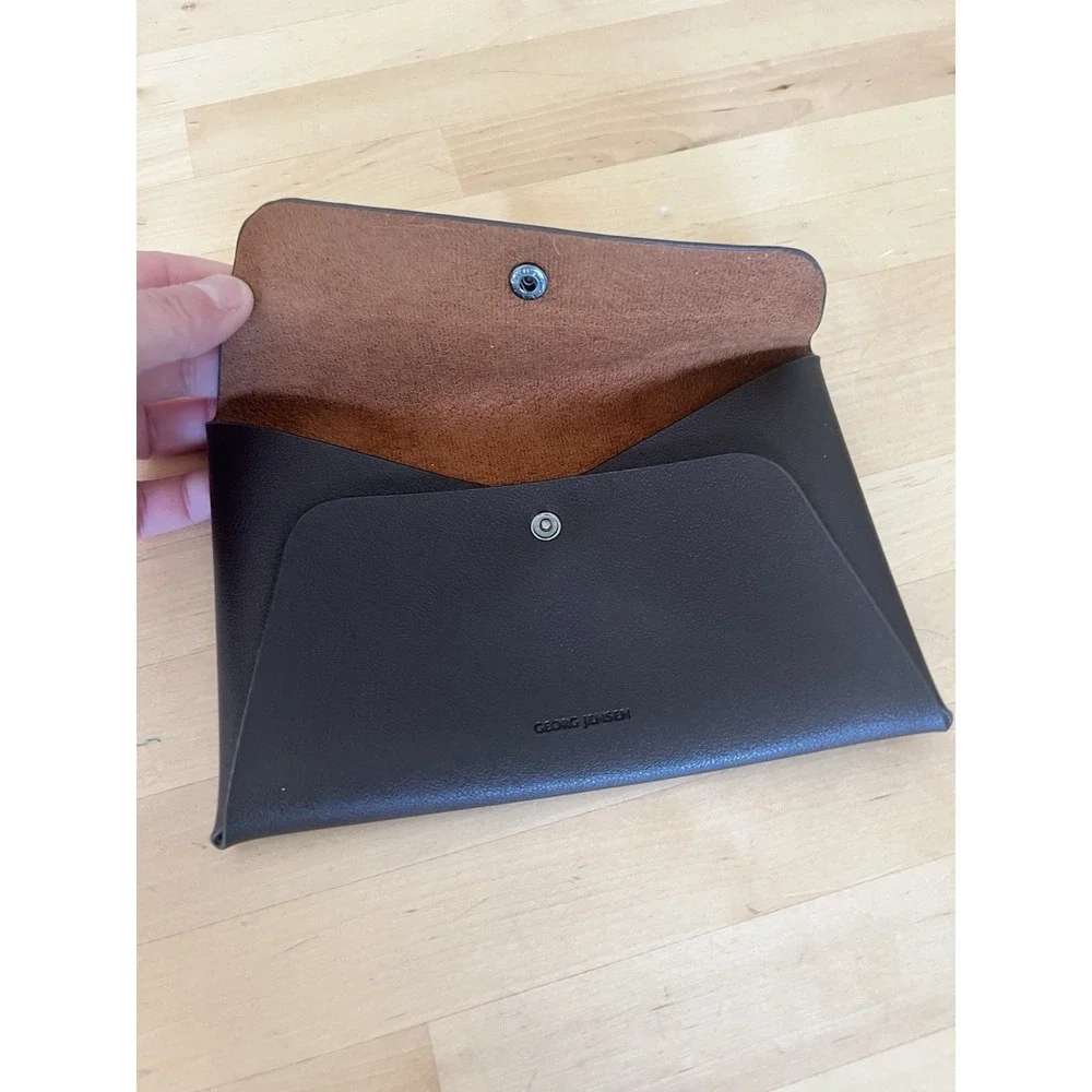 Georg Jensen‎ Brown PVC Envelope Wallet Men's Travel Accessory Snap Front